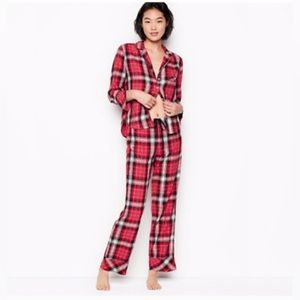 Victoria Secret Women’s Flannel Button Plaid Pajama Set
